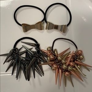 Various metallic hair ties